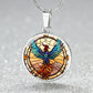 Rising Phoenix Round Pendant Necklace in Gold or silver-[Heartfelt Family Gift]