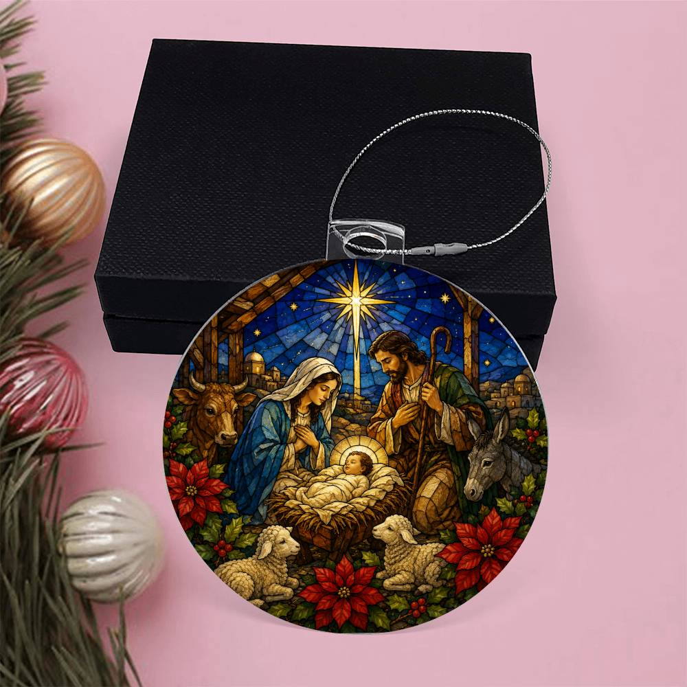 Baby Jesus Nativity Ornament, Christmas Tree Decor, Acrylic Holiday Ornament, Religious Gift, Nativity Scene Ornament