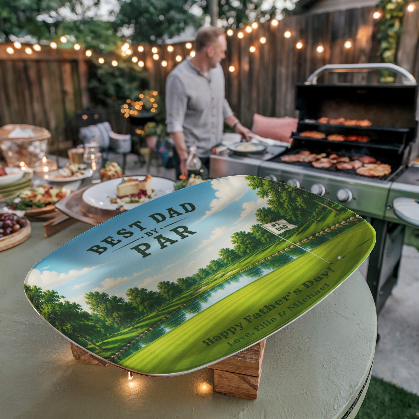 Personalized Golf Dad Serving Tray, Best Dad By Par BBQ Platter, Father's Day Gift, Custom Golf Theme Tray