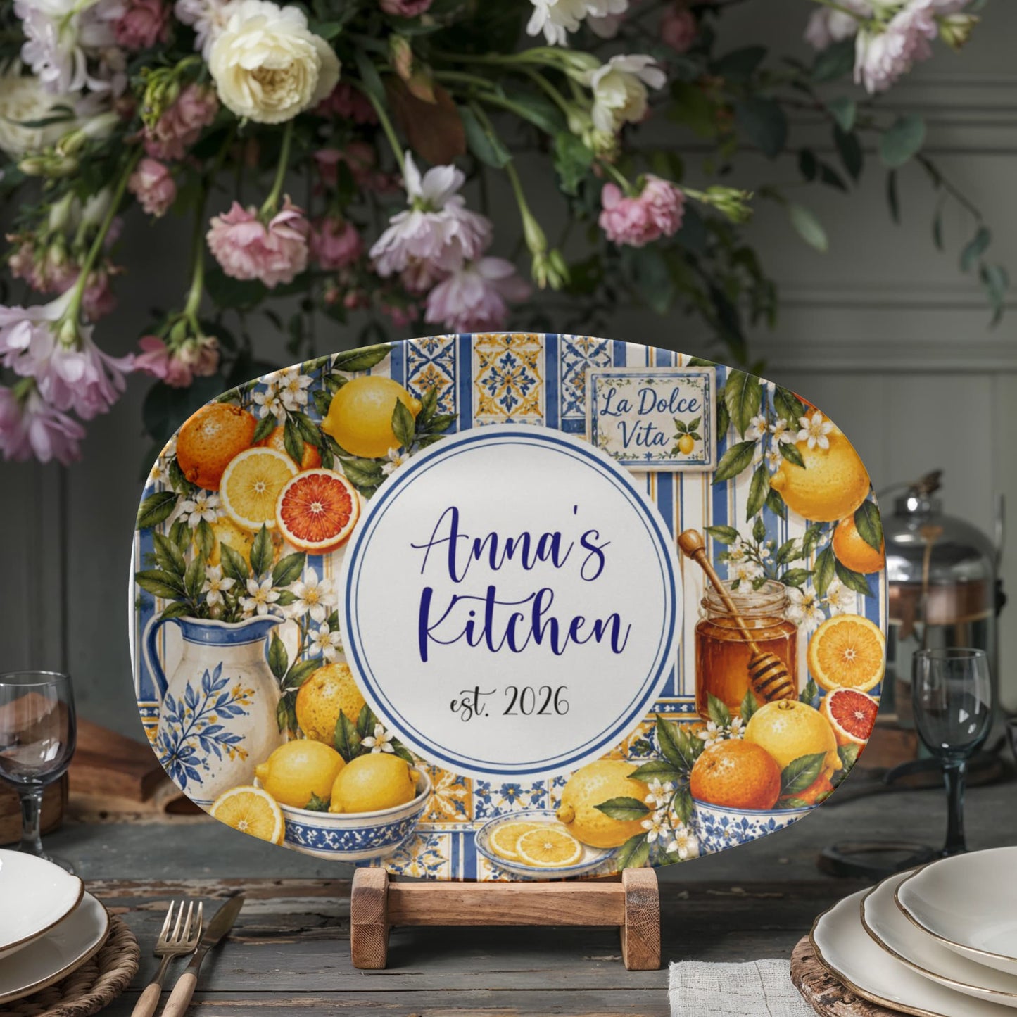 Personalized Italian style Citrus Fruit Serving Tray