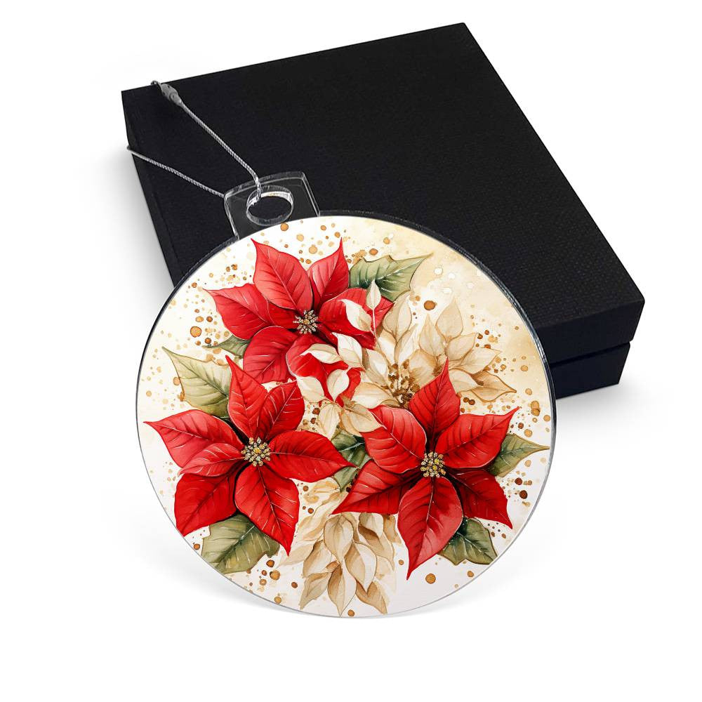 Poinsettia Penquin Acrylic Christmas Ornament-[Heartfelt Family Gift]