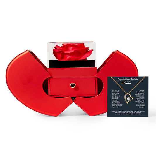 Class of 2026 Graduation Necklace Rose Box Gift Set