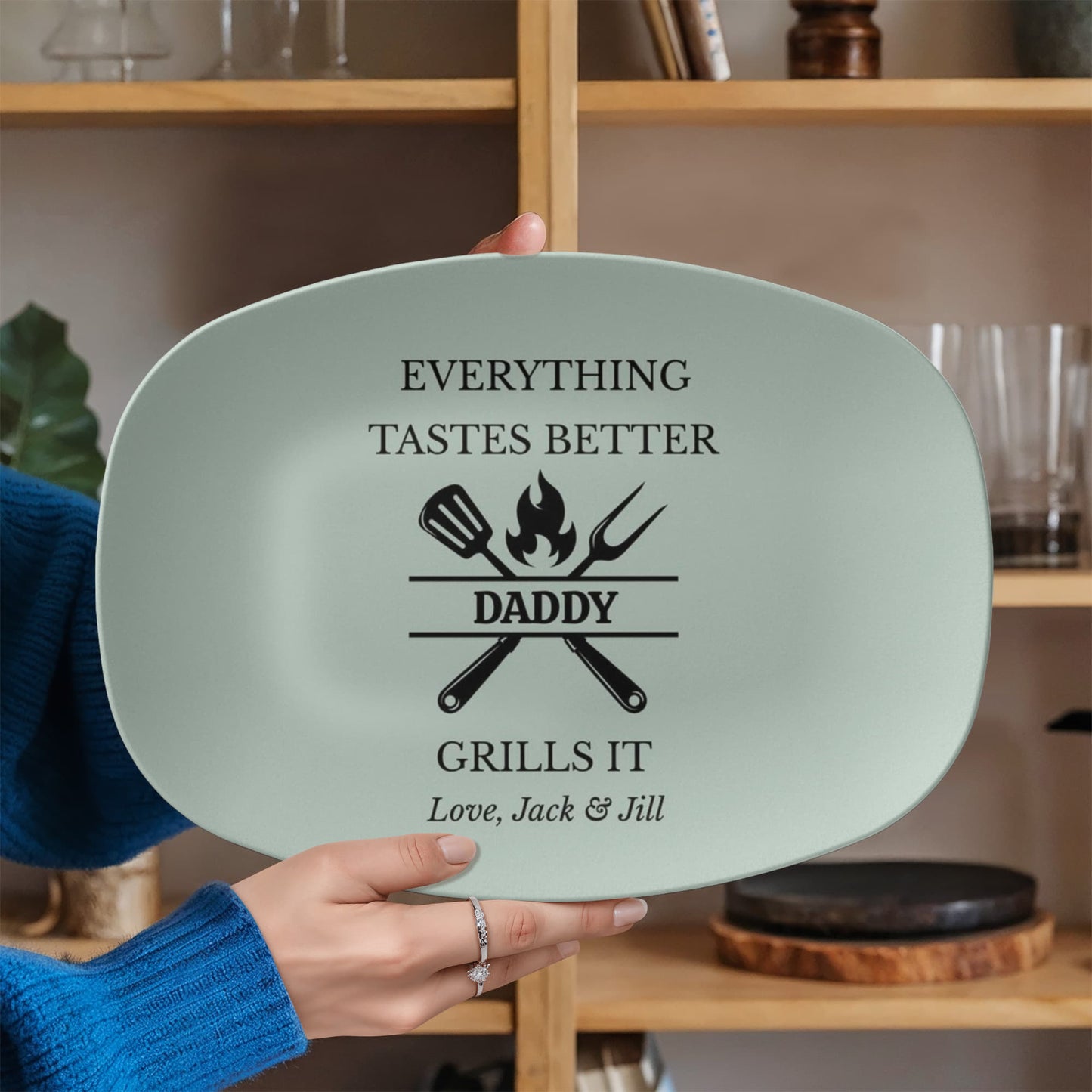 Copy Personalized BBQ Platter, Gift for Dad, Everything Tastes Better Plate, Custom Grill Plate, Dad Grilling Gift, Father's Day Present