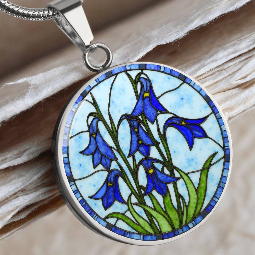 Iris Floral Necklace with Engraving