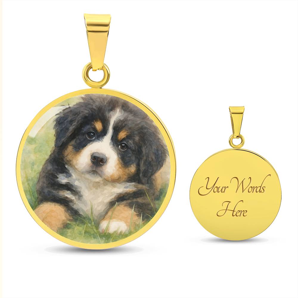 Personalized Watercolor Dog Portrait Necklace with Engraving