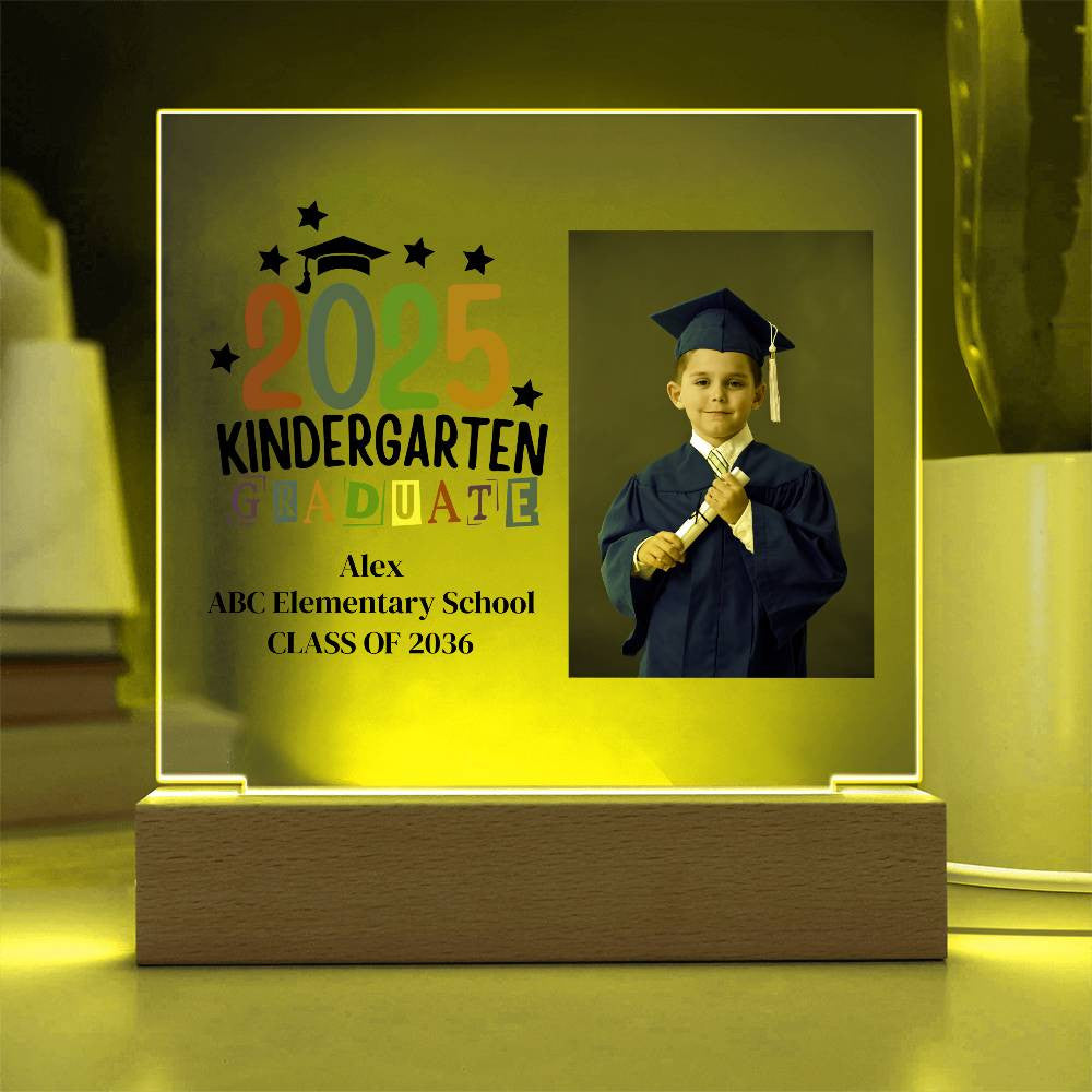 Kindergarten Graduation LED Acrylic Photo Frame Plaque-[Heartfelt Family Gift]