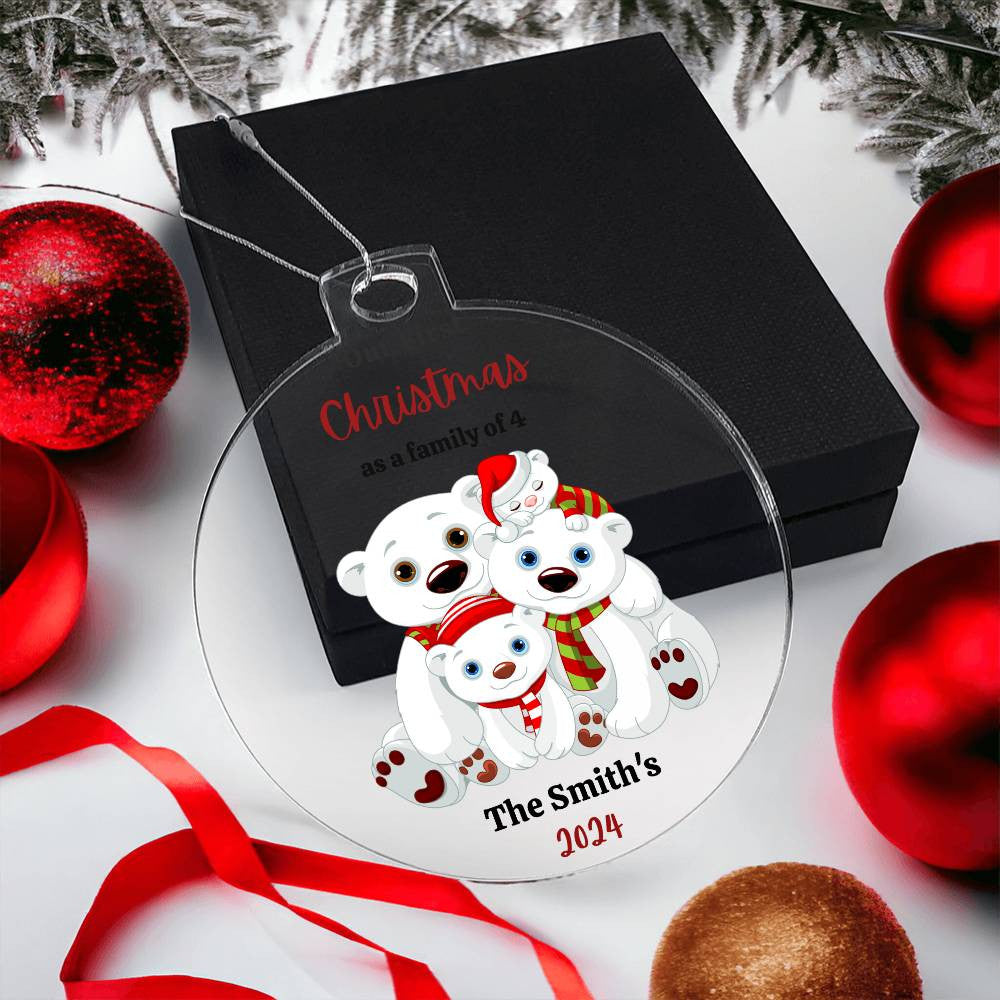 1st Christmas as a family of 4 Polar Bear Ornament-[Heartfelt Family Gift]