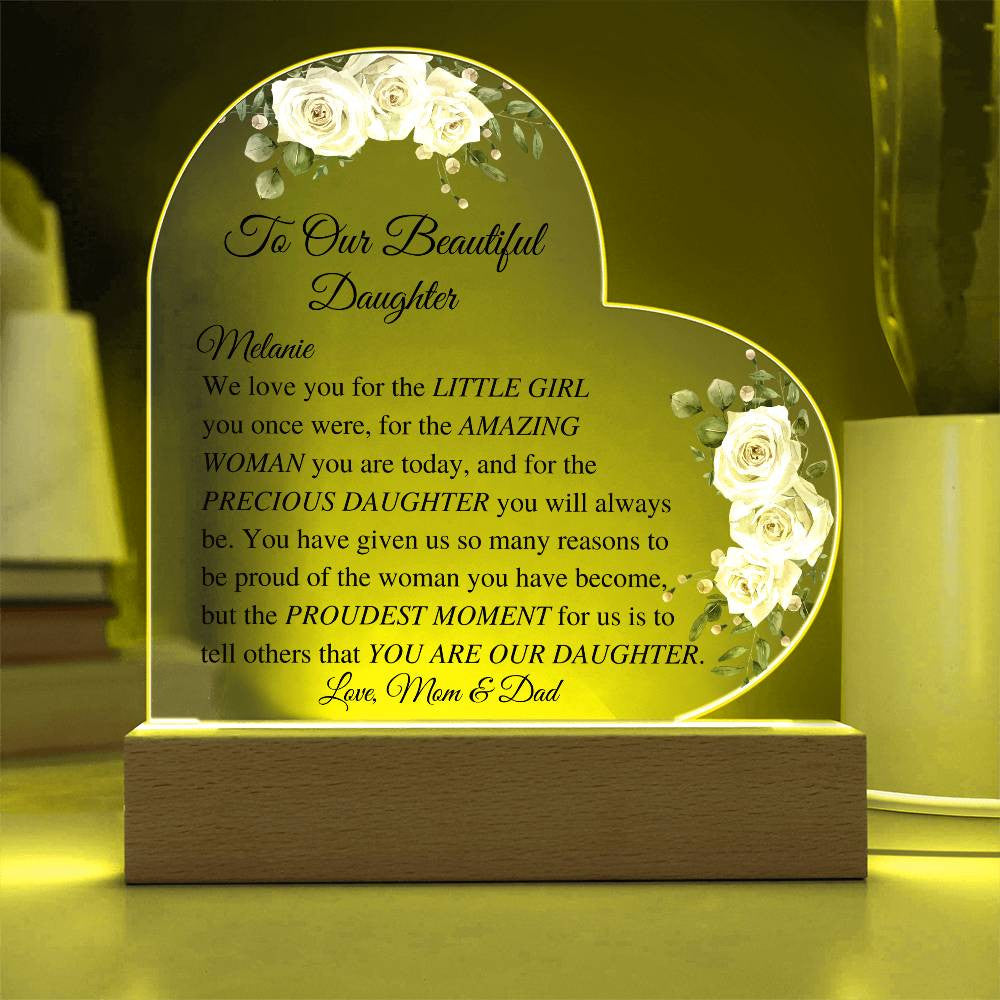 Daughter Acrylic Heart Plaque from Mom & Dad