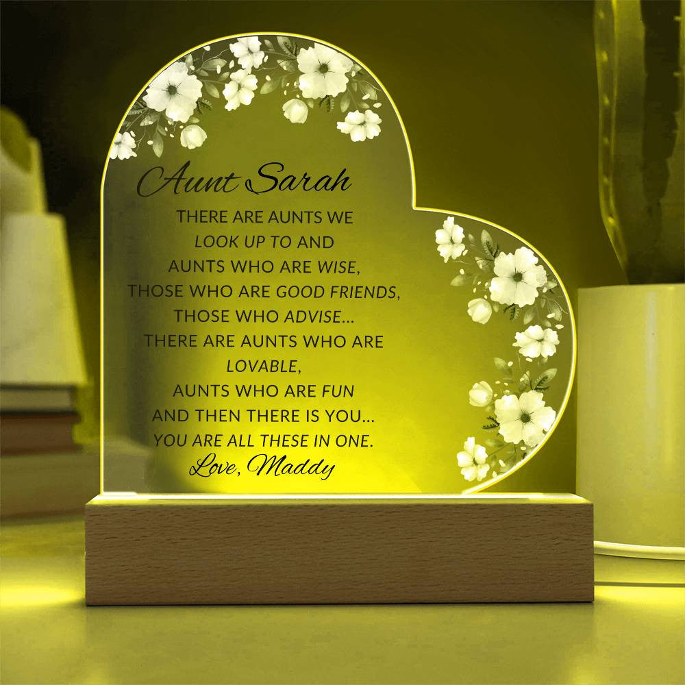 Aunt Acrylic Heart Plaque-[Heartfelt Family Gift]