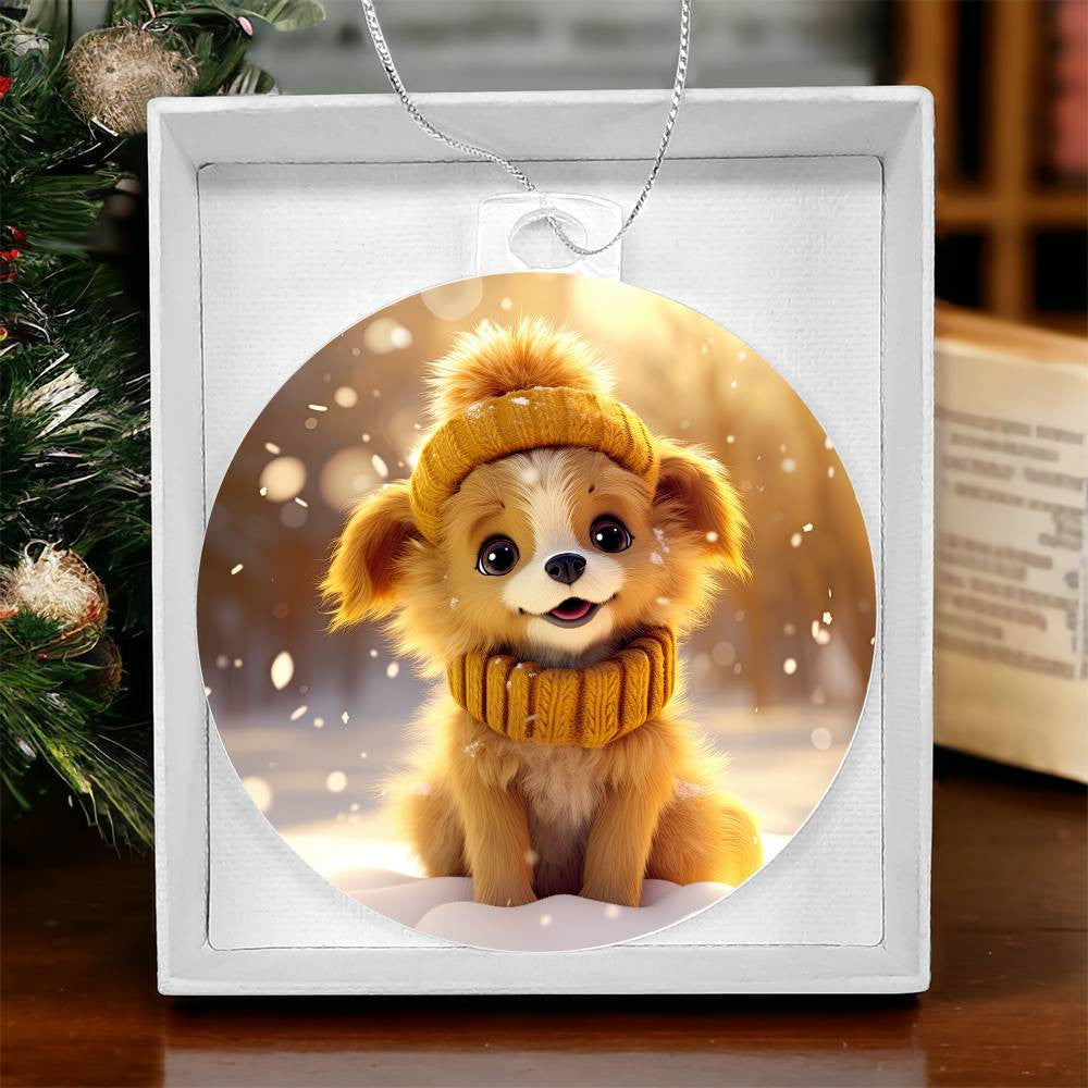 Cute Puppy Acrylic Christmas Ornament-[Heartfelt Family Gift]