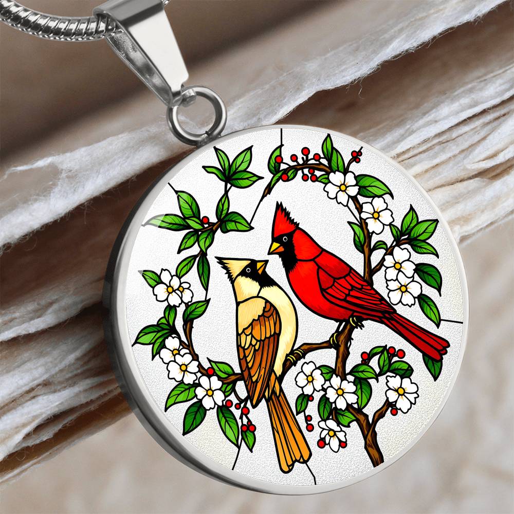 Cardinals Pendant Necklace Engraved