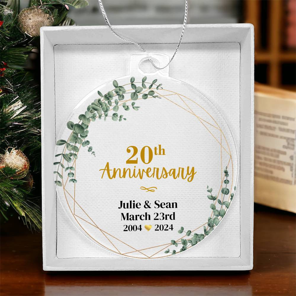 20th Wedding Anniversary Ornament