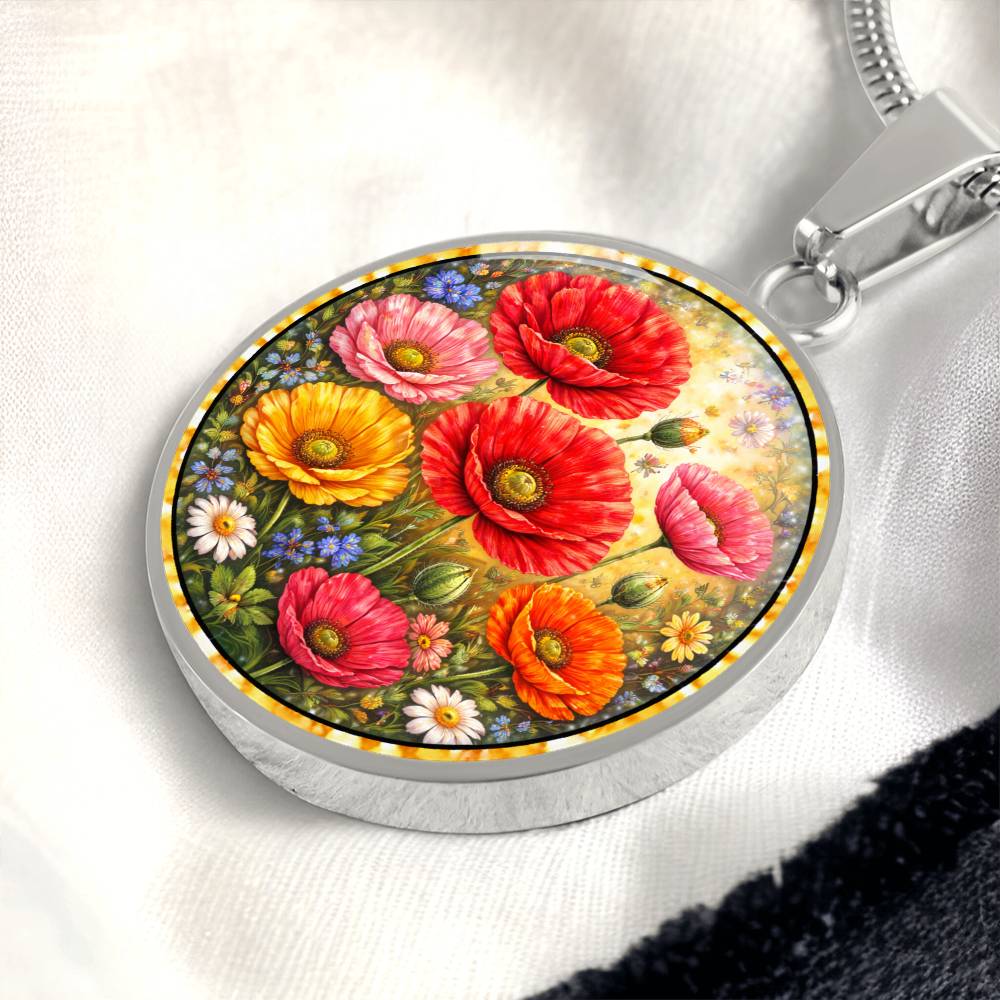 Personalized Peony Flowers Engraved Necklace Bracelet or Keychain