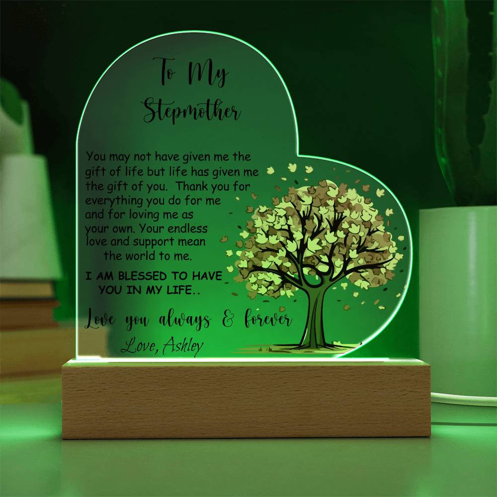 Stepmother Acrylic Heart Plaque Gift-[Heartfelt Family Gift]