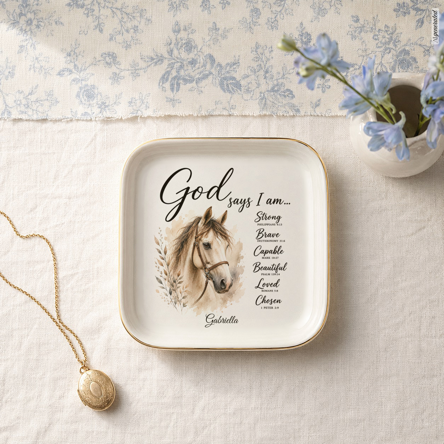 Horse Bible Verse Jewelry Dish