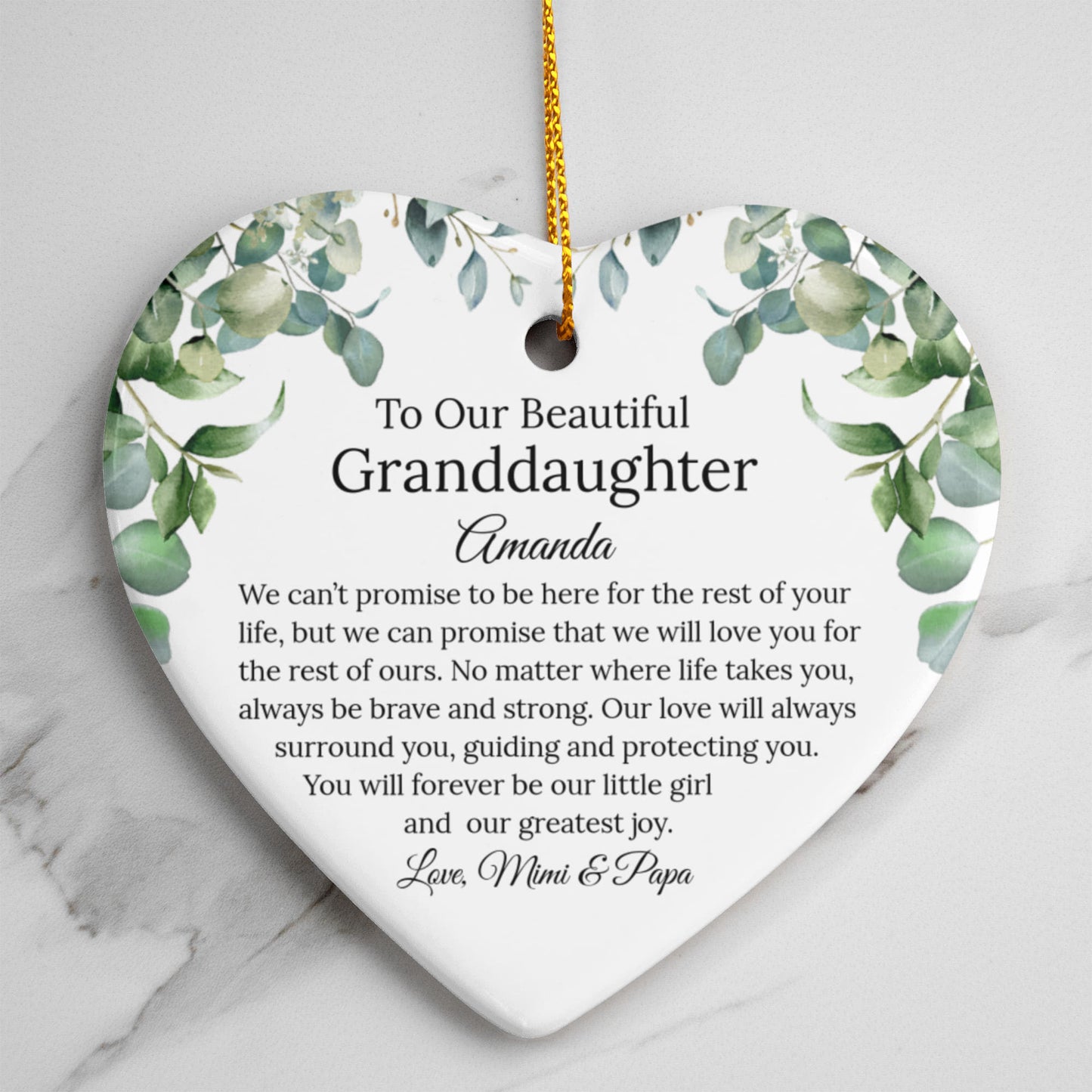 Granddaughter Ceramic Heart Ornament