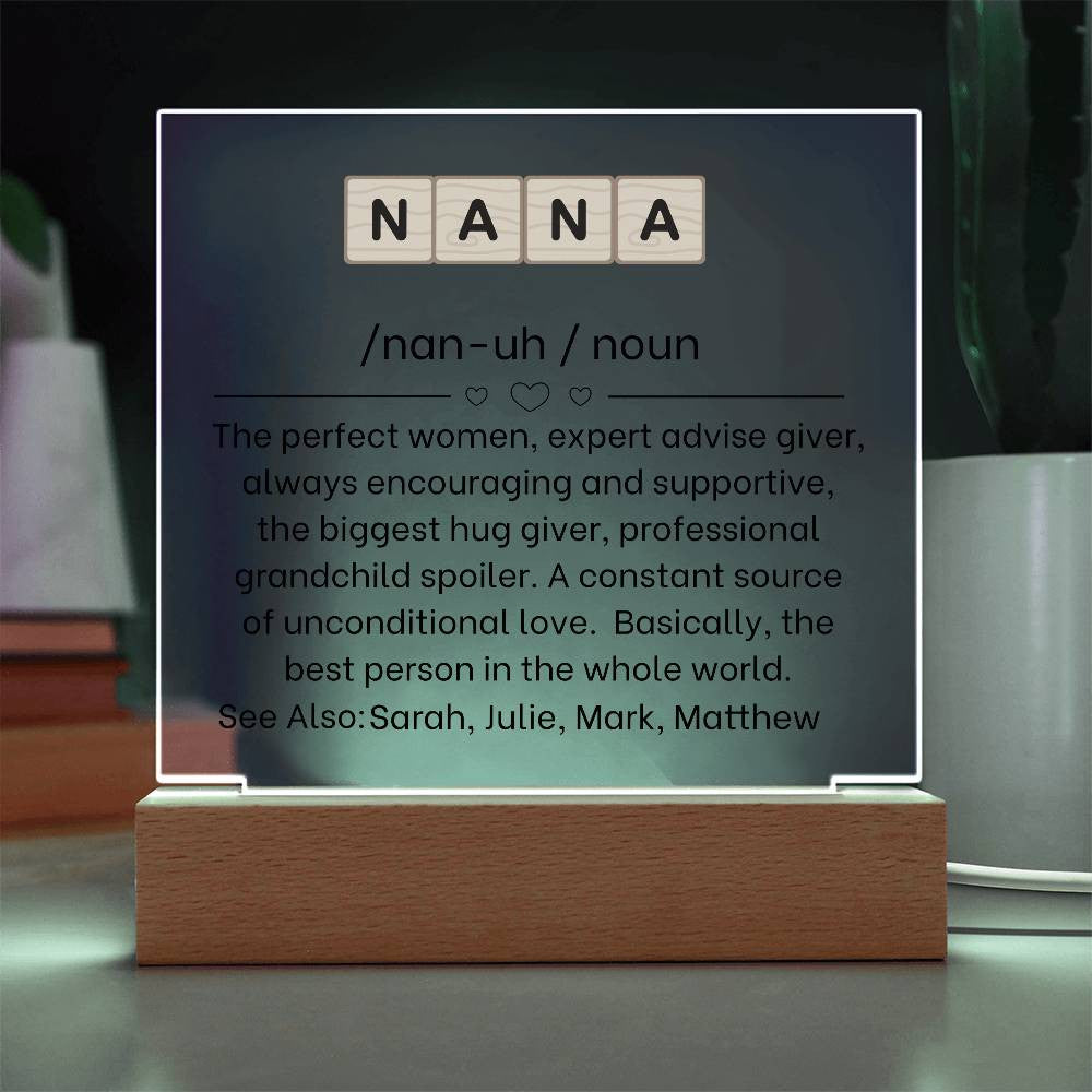 Personalized Nana Definition Acrylic Plaque-[Heartfelt Family Gift]