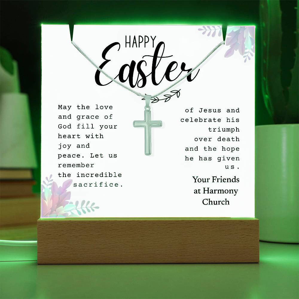 Easter Gift - Cross Necklace & Easter Sign Gift Bundle