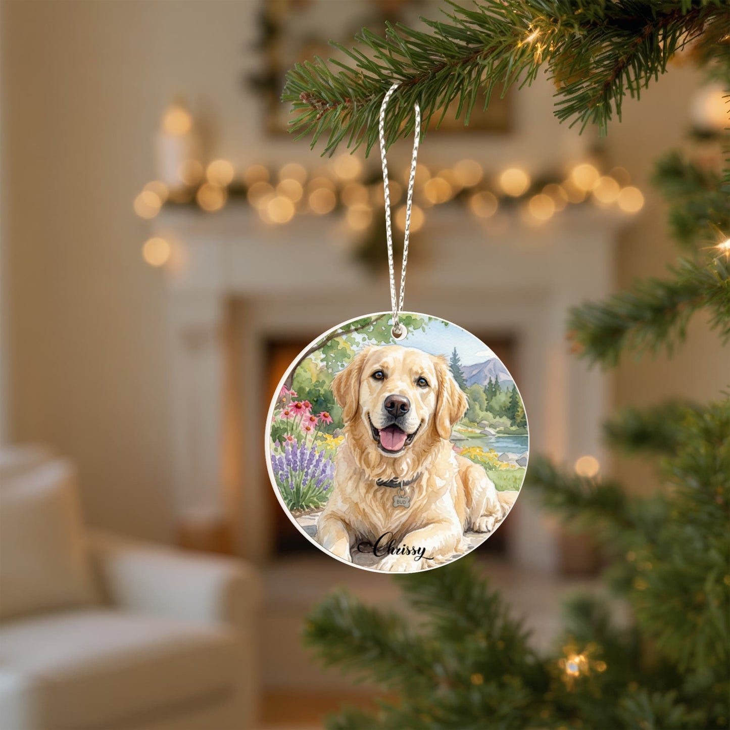 Watercolor Portrait Pet Photo Ornament