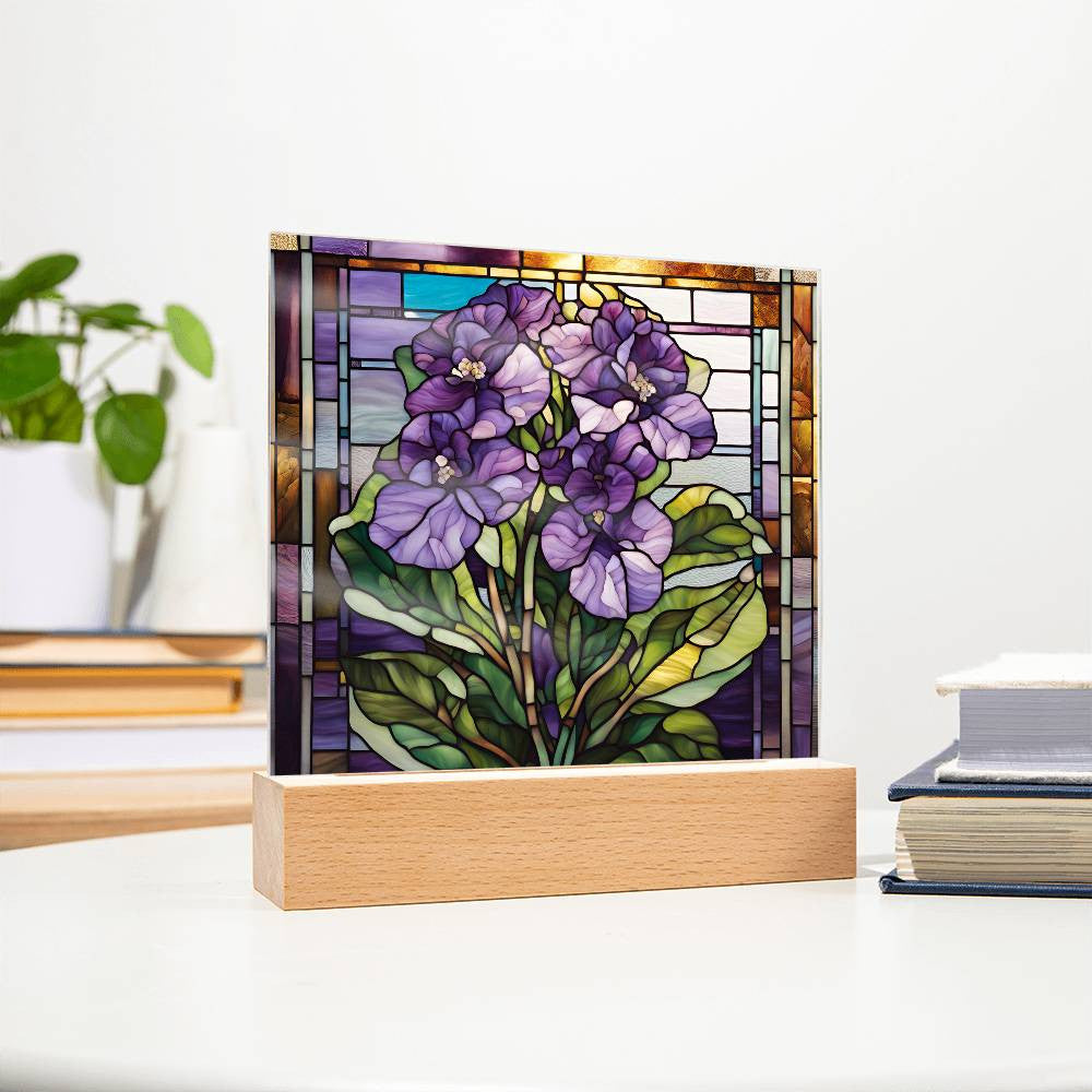 African Violet Lighted Plaque-[Heartfelt Family Gift]