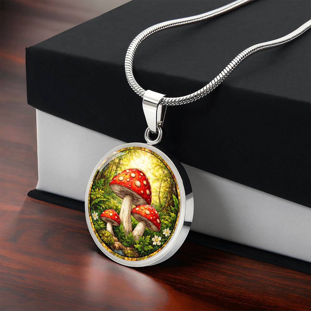 Mushroom Engraved Necklace Bracelet or Keychain