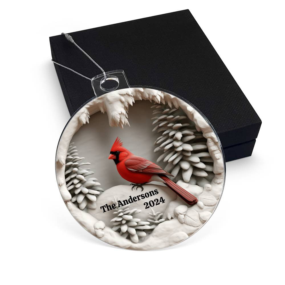 Cardinal Family Name Date Custom Christmas Ornament-[Heartfelt Family Gift]