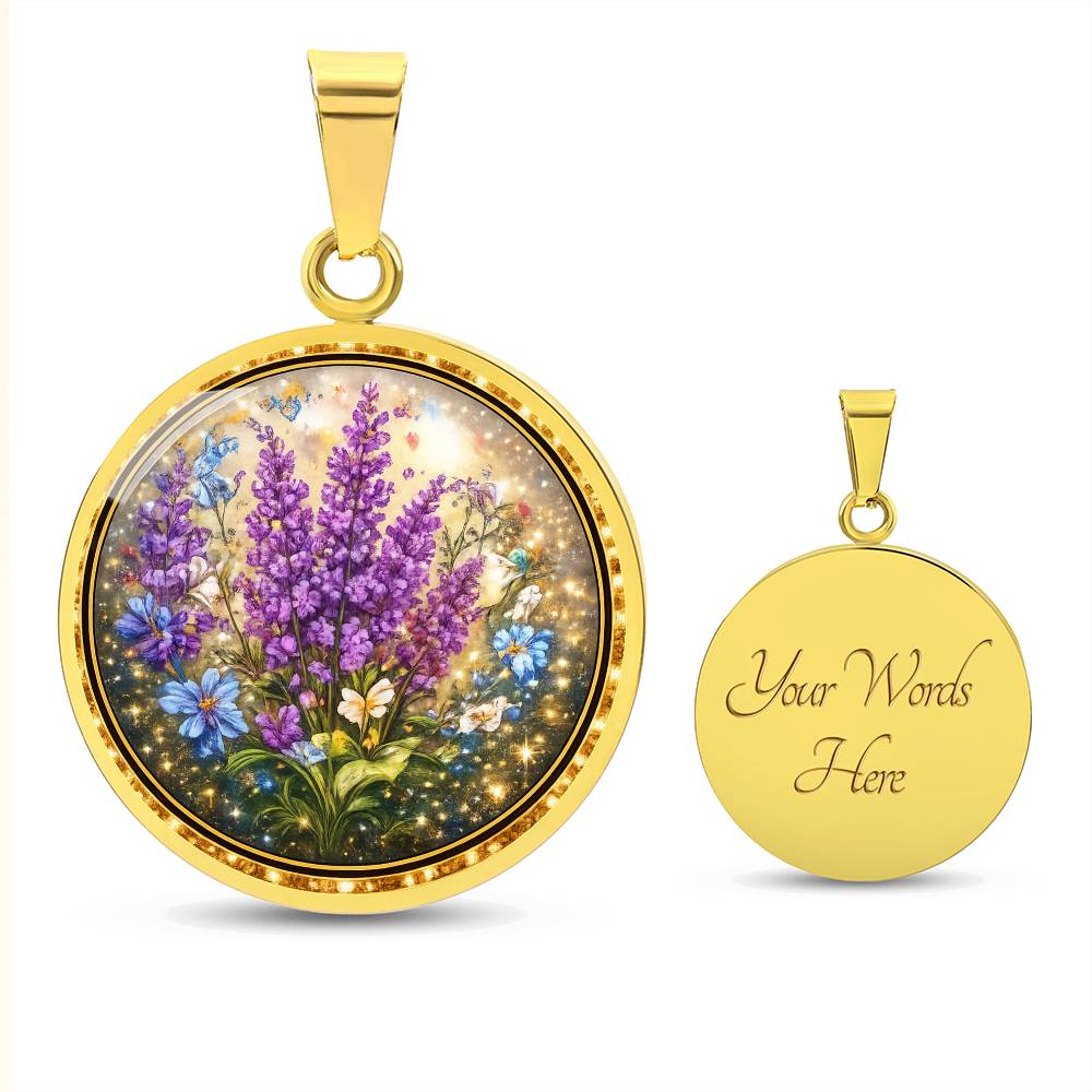 Lavender Flowers Personalized Engraved Necklace Bracelet or Keychain