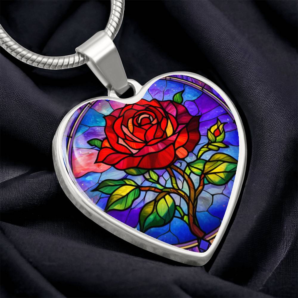 Red Rose Necklace with Engraving