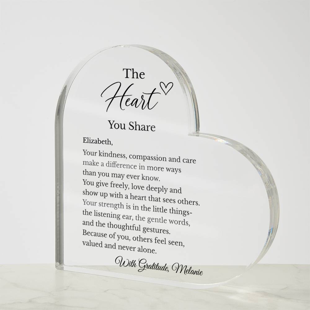 The Heart You Share Gratitude Plaque Gift