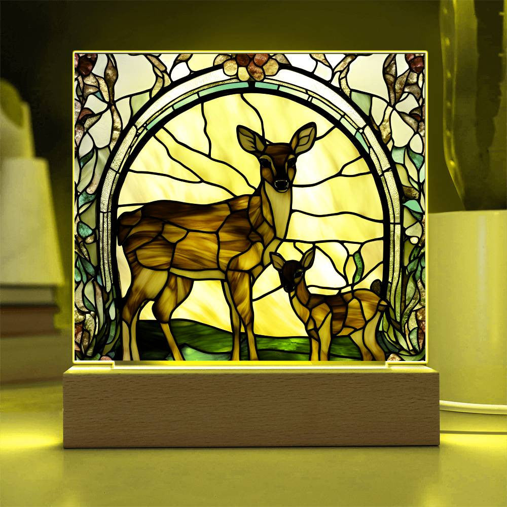 Deer and Foe  Acrylic Square Plaque-[Heartfelt Family Gift]