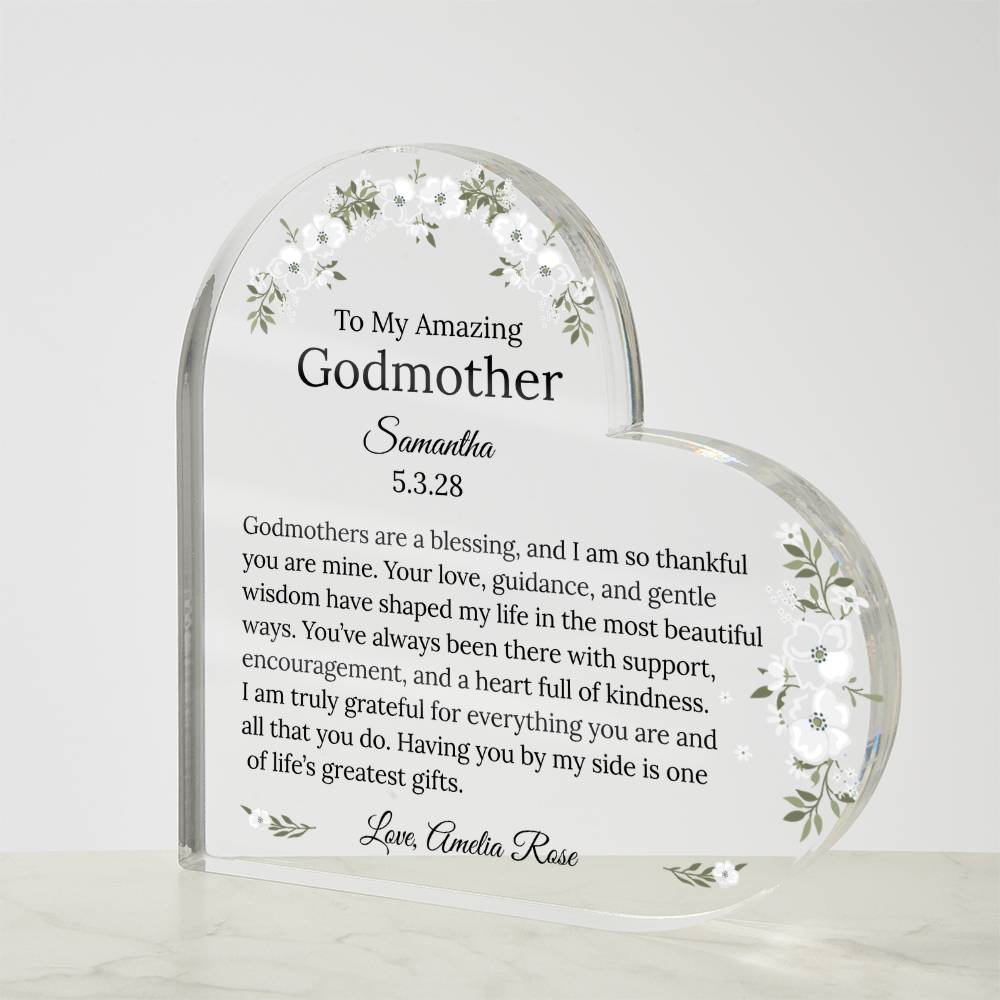 Personalized Godmother Acrylic Heart Gift