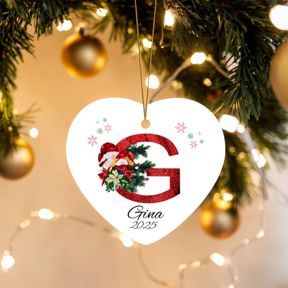 Initial Name Letter Heart Ornament