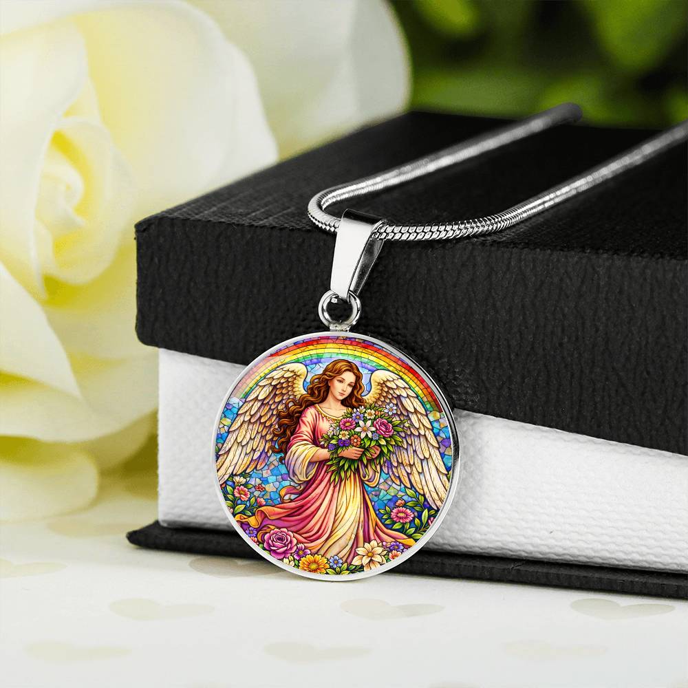 Floral Angel Personalized Engraved Necklace Bracelet or Keychain