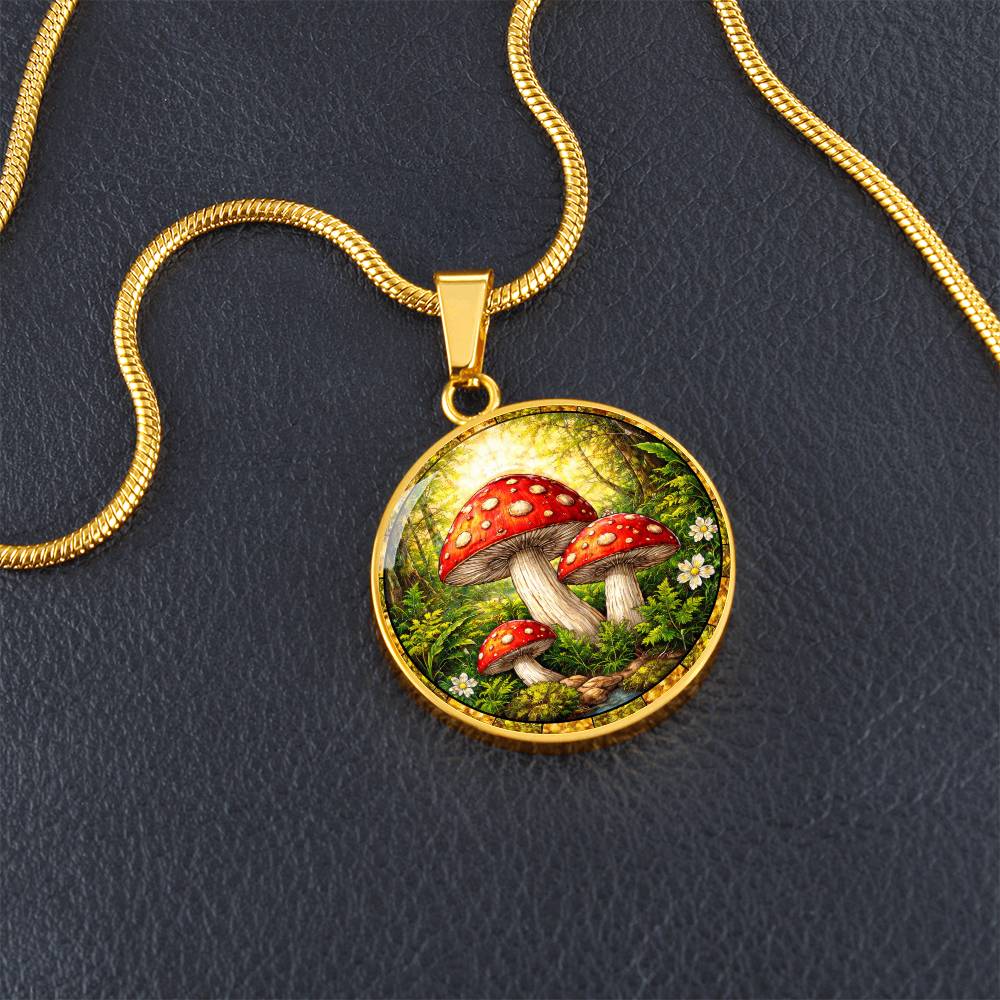Mushroom Engraved Necklace Bracelet or Keychain