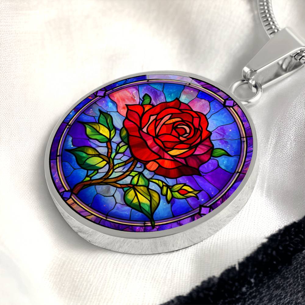 Red Rose Necklace with Engraving