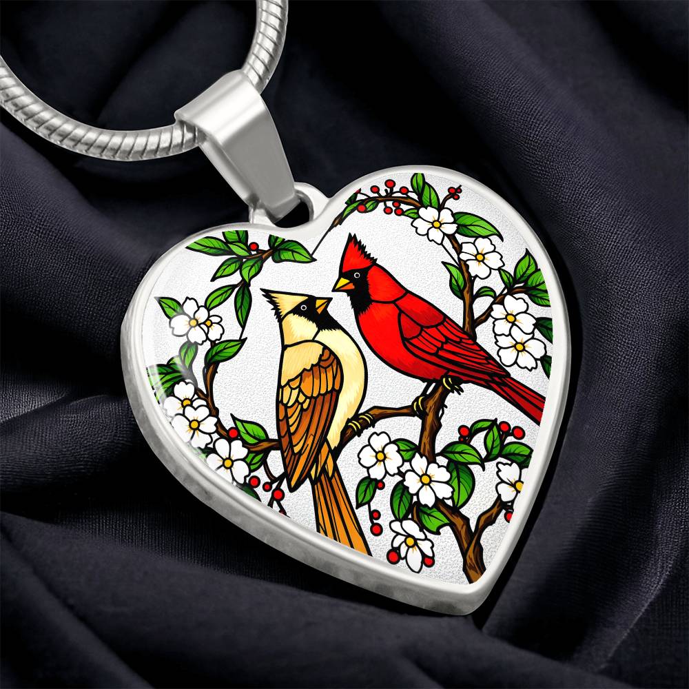 Cardinals Pendant Necklace Engraved