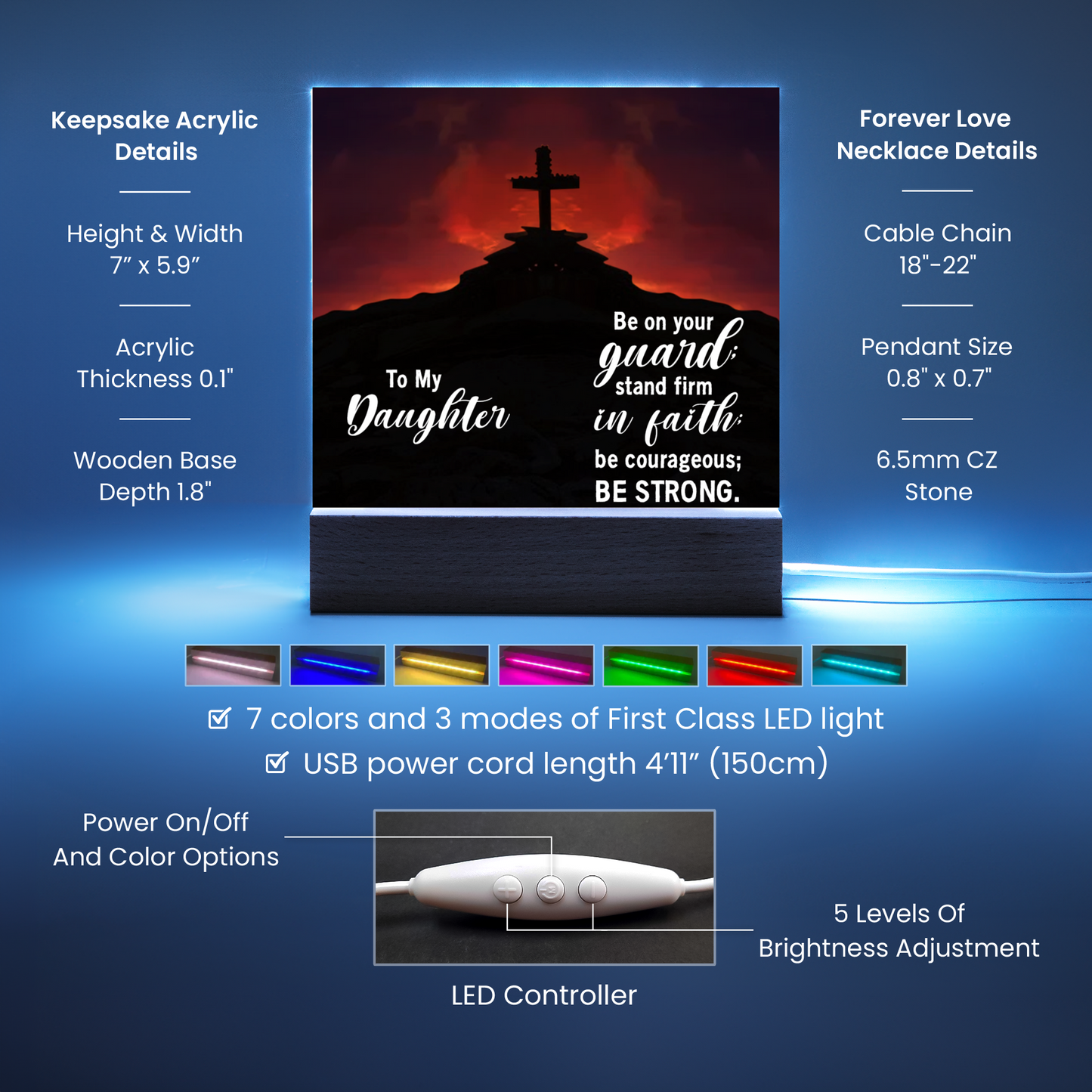 Daughter Stand Firm Religious Plaque & Cross Gift Set-[Heartfelt Family Gift]