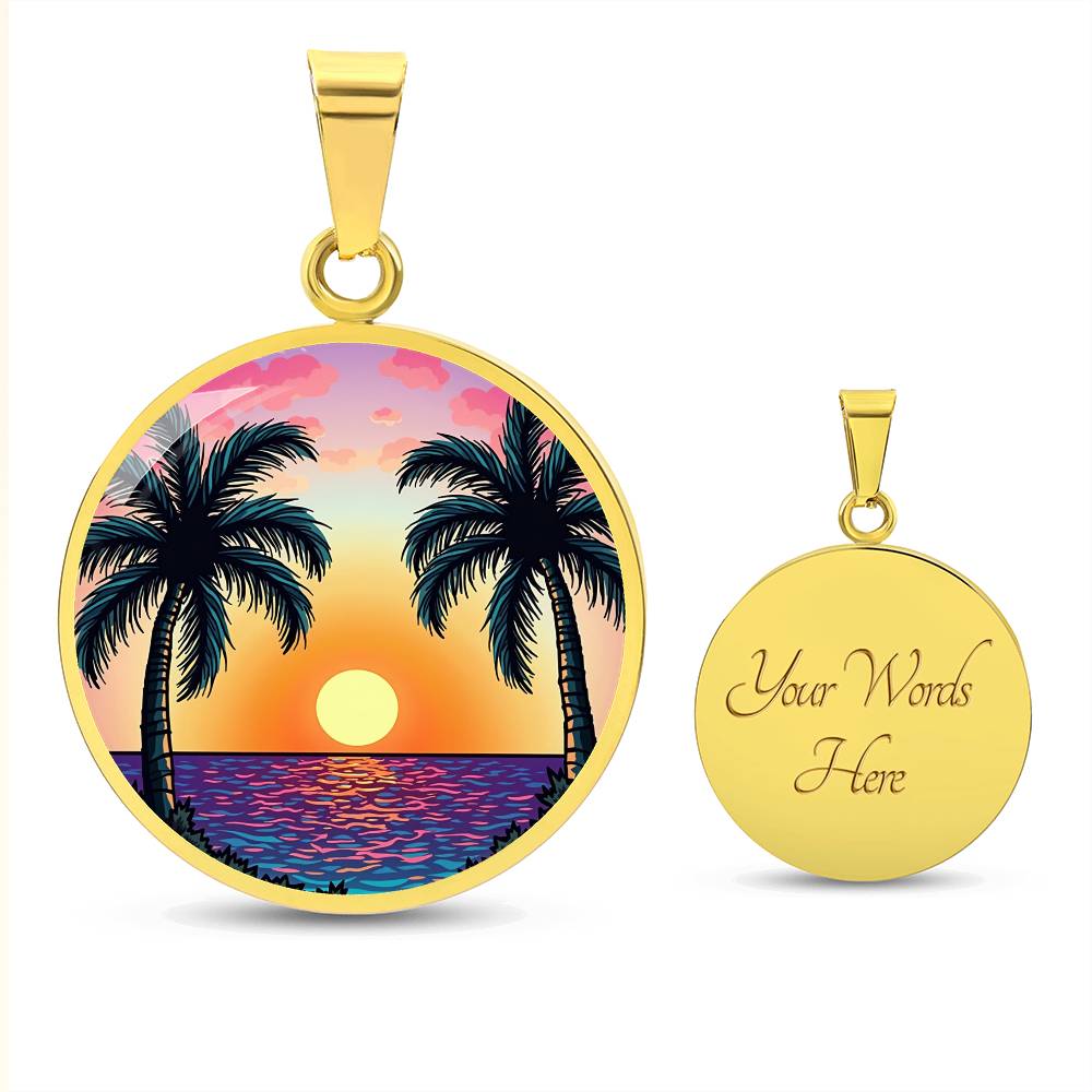 Palm Tree Beach Necklace with Engraving