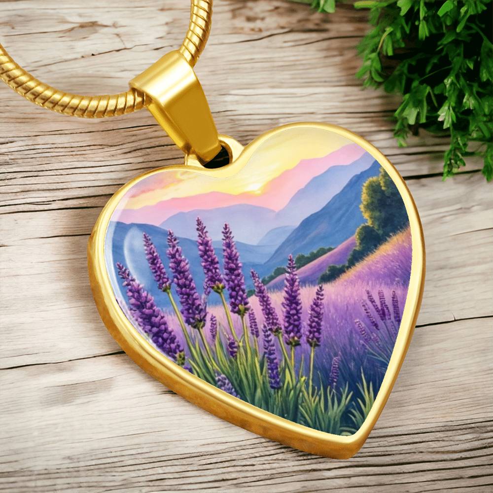 Lavender Field Necklace with Engraving