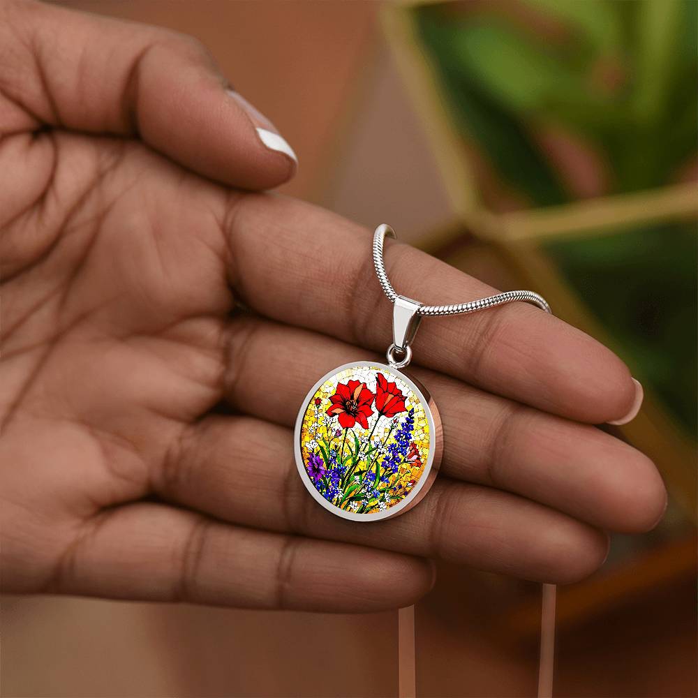 Poppy Floral Pendant Necklace
