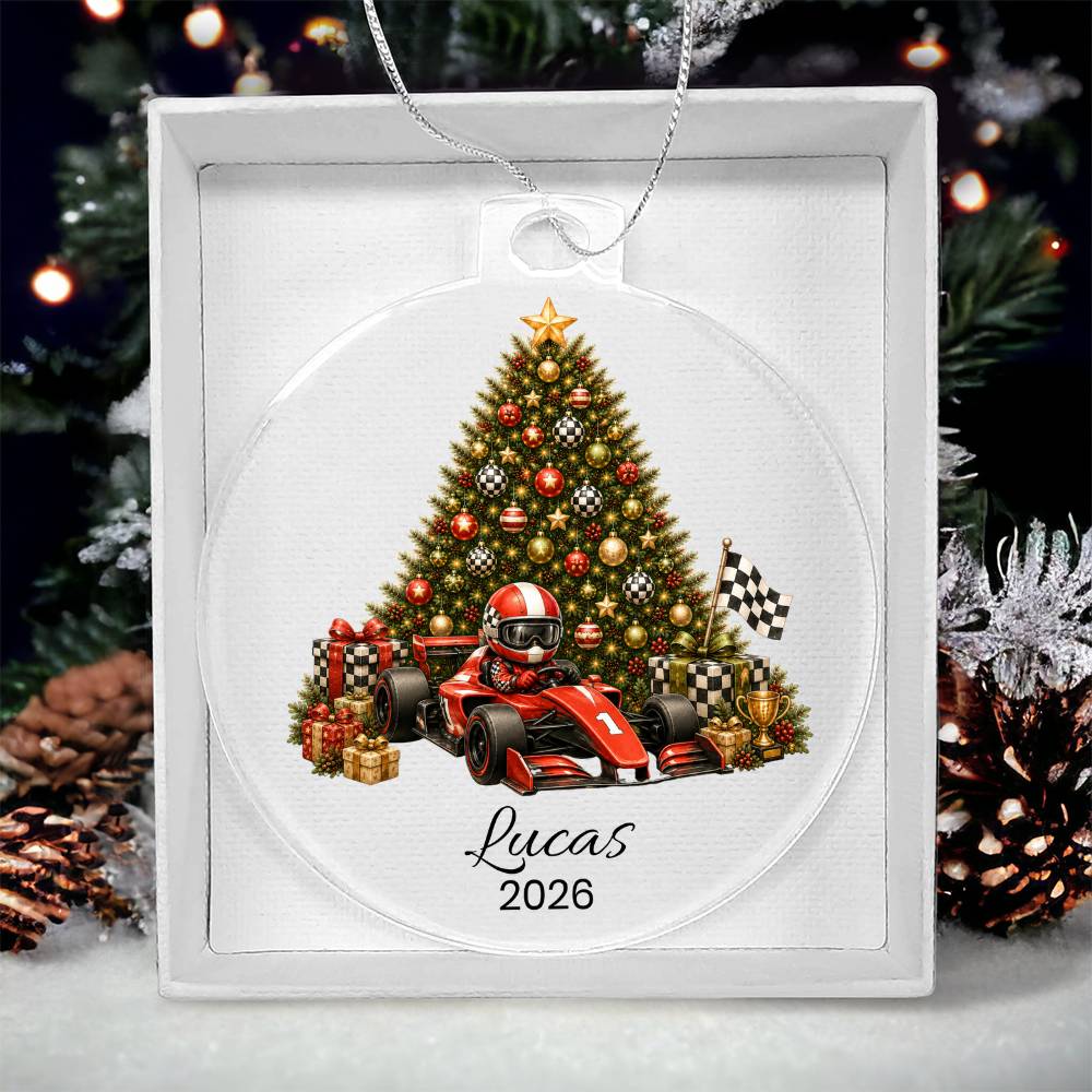 Race Car Driver Kids Christmas Ornament