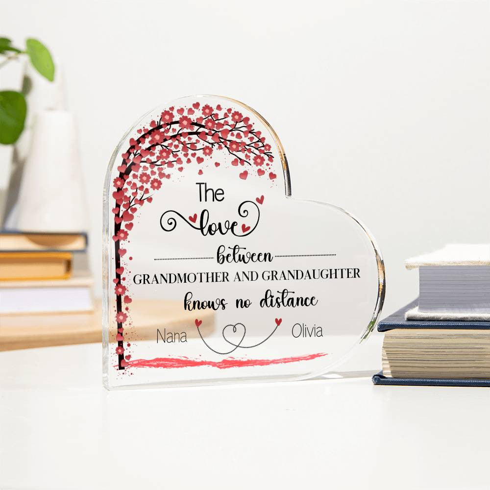 Grandma Granddaughter Distance Heart Plaque-[Heartfelt Family Gift]