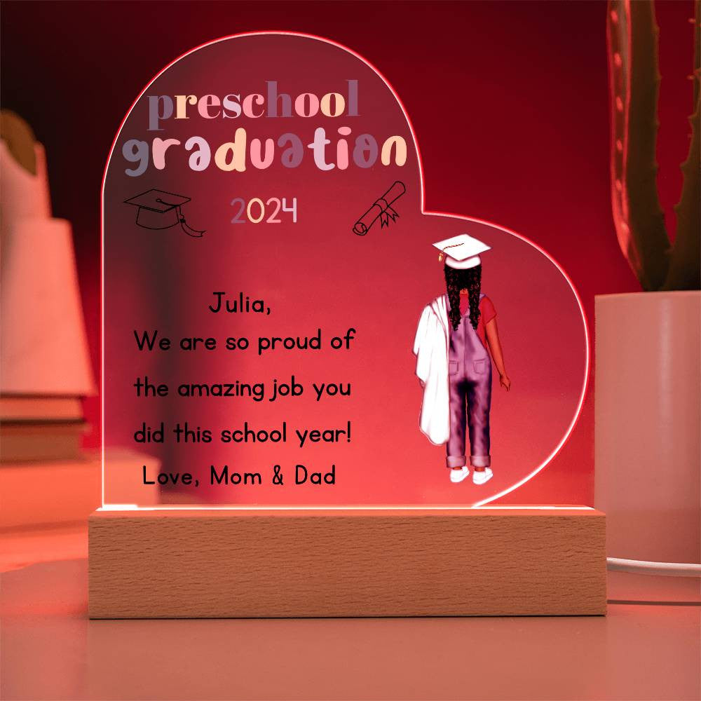 Preschool Graduation Acrylic Heart Plaque-[Heartfelt Family Gift]