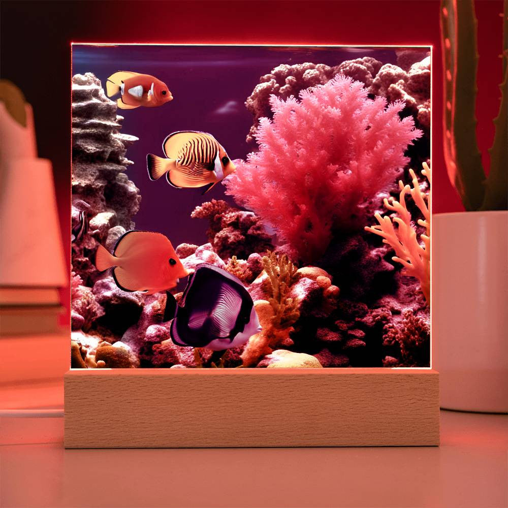 Coral Reef Salt Water Fish Virtual Aquarium Desk Decor Plaque-[Heartfelt Family Gift]