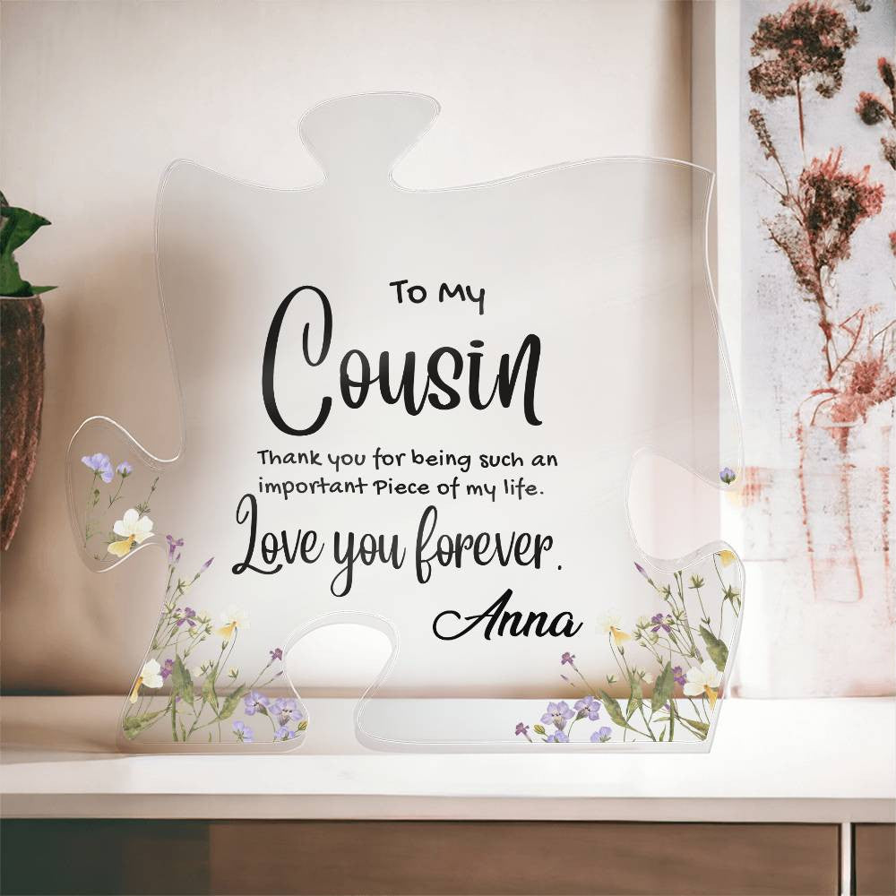 Cousin Acrylic Puzzle Plaque-[Heartfelt Family Gift]