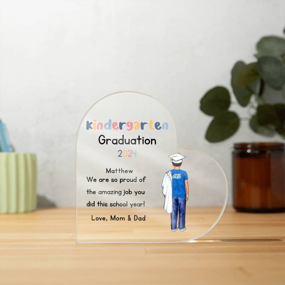 Personalized Kindergarten Graduation Heart Plaque Gift-[Heartfelt Family Gift]