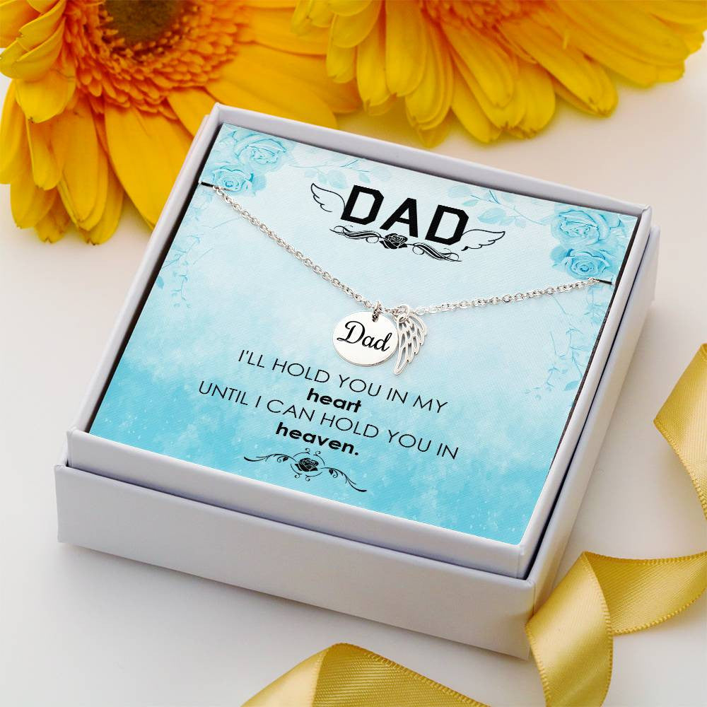 Dad Memorial Necklace Angel Wing Charm-[Heartfelt Family Gift]