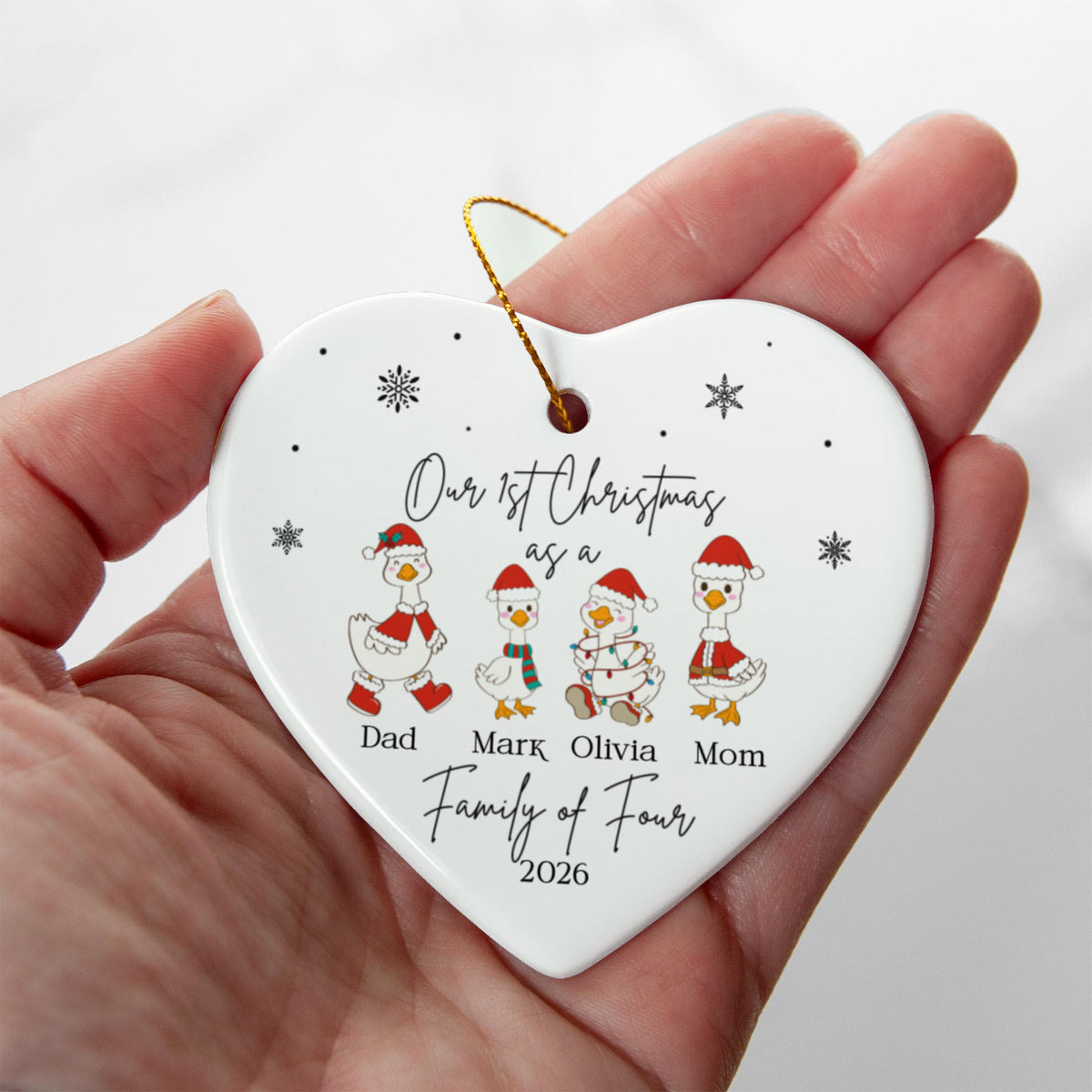 Family of Four Goose Christmas Ornament