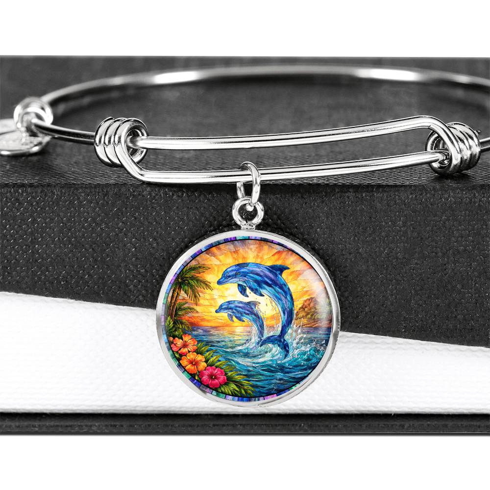 Dolphin Engraved Pendant Necklace
