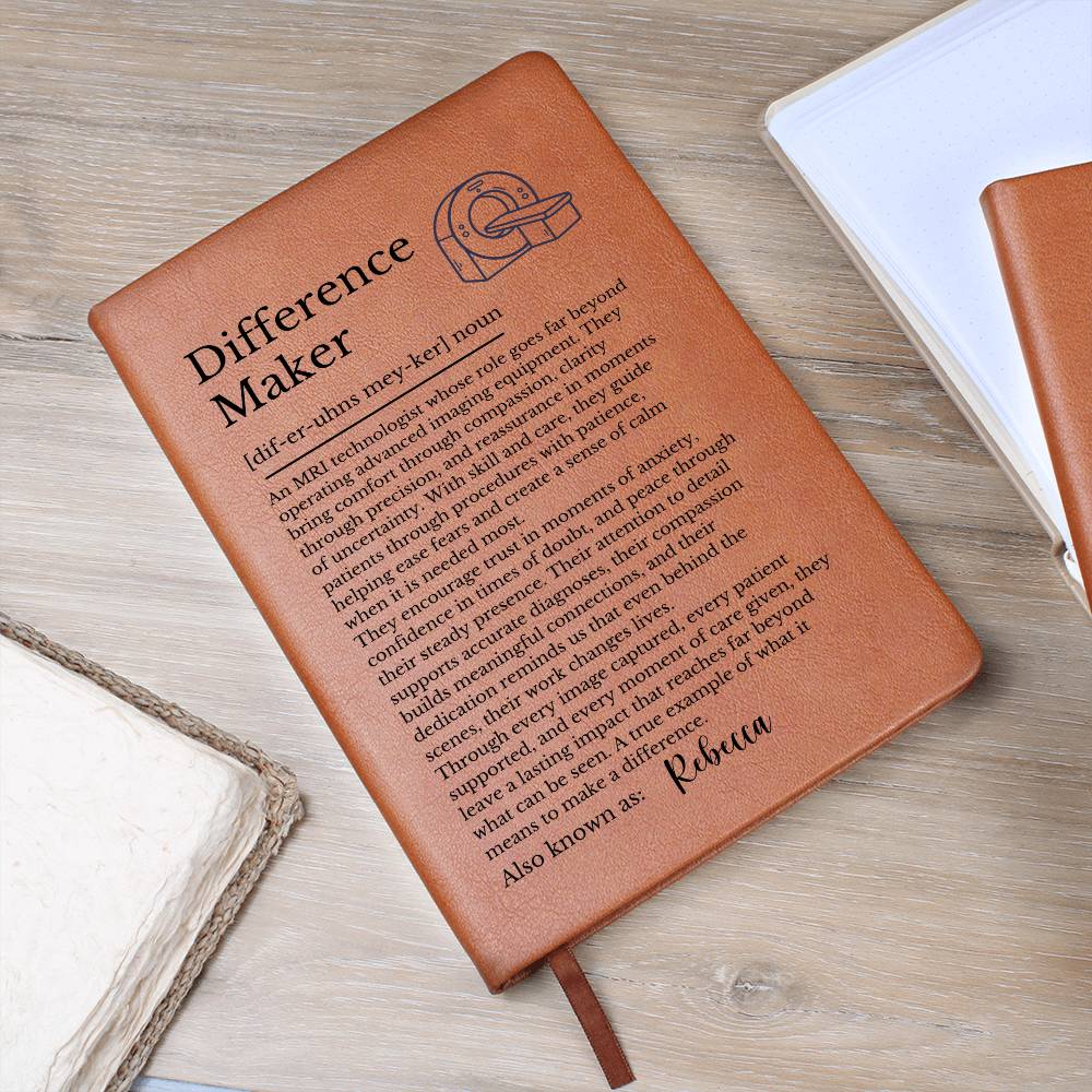 Personalized MRI Technologist Journal, Vegan Leather Notebook, Custom Gift for Medical Professionals, Difference Maker Journal, Retirement Gifts, Rad Tech Graduation